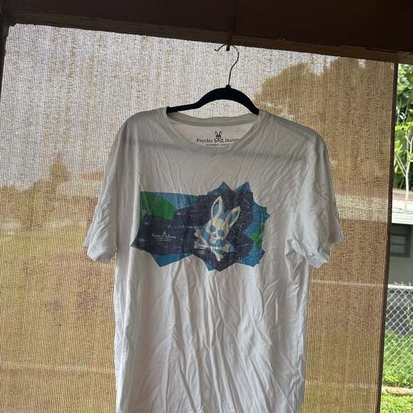 Psycho Bunny by Robert Godley White T-Shirt with Graphic Logo - Picture 1 of 5